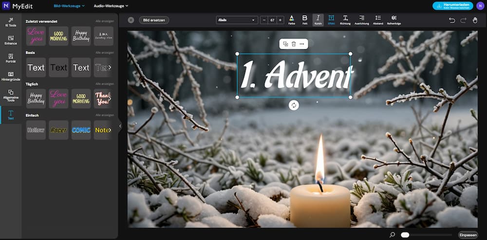 MyEdit - Adventsbilder erstellen